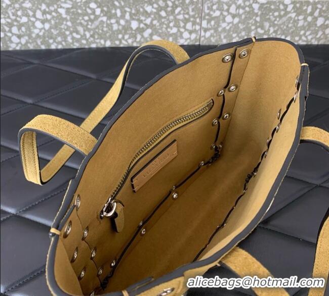 Trendy Design Valentino Mini Nellcote Shopping Bag in Suede with Ball Studs 0078 Khaki 2025