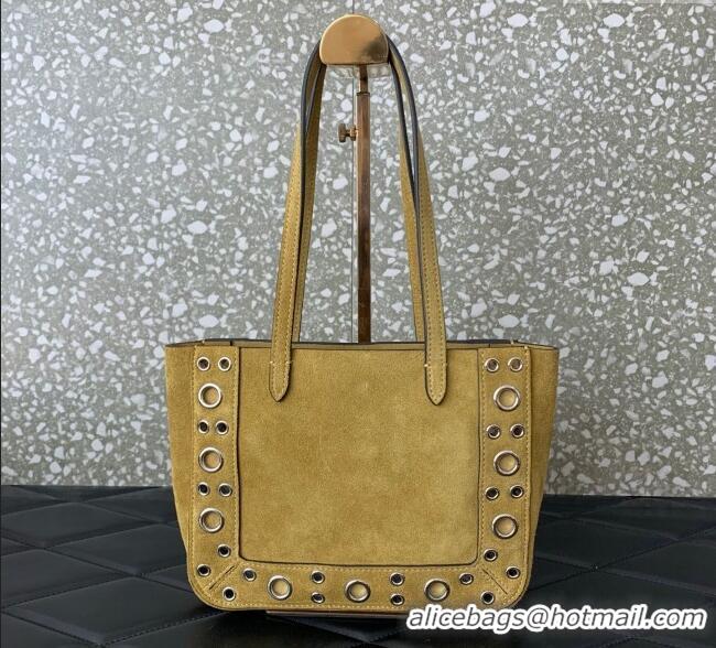 Trendy Design Valentino Mini Nellcote Shopping Bag in Suede with Ball Studs 0078 Khaki 2025