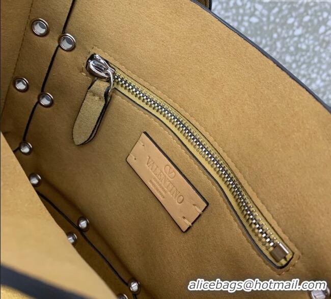 Trendy Design Valentino Mini Nellcote Shopping Bag in Suede with Ball Studs 0078 Khaki 2025