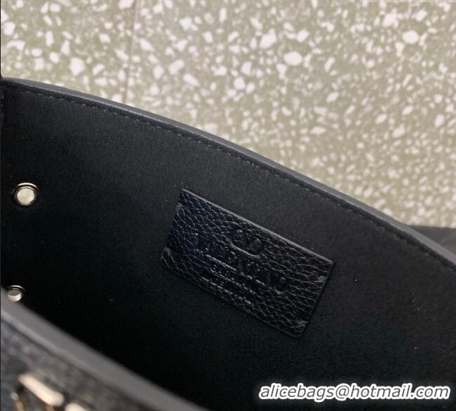 New Style Valentino Nellcote Small Shoulder Bag in Grainy Calfskin with Fringes Tassel and Ball Studs 2034 Black 2025