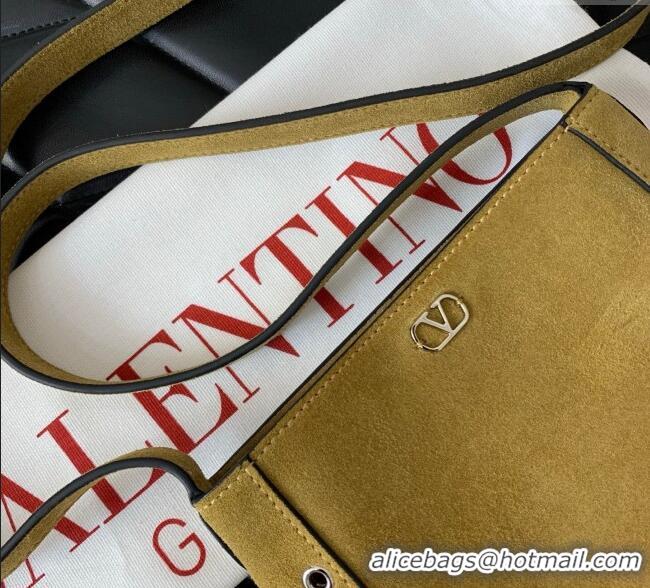 Grade Design Valentino Nellcote Small Shoulder Bag in Suede with Fringes Tassel and Ball Studs 2034 Khaki 2025