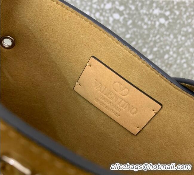 Grade Design Valentino Nellcote Small Shoulder Bag in Suede with Fringes Tassel and Ball Studs 2034 Khaki 2025