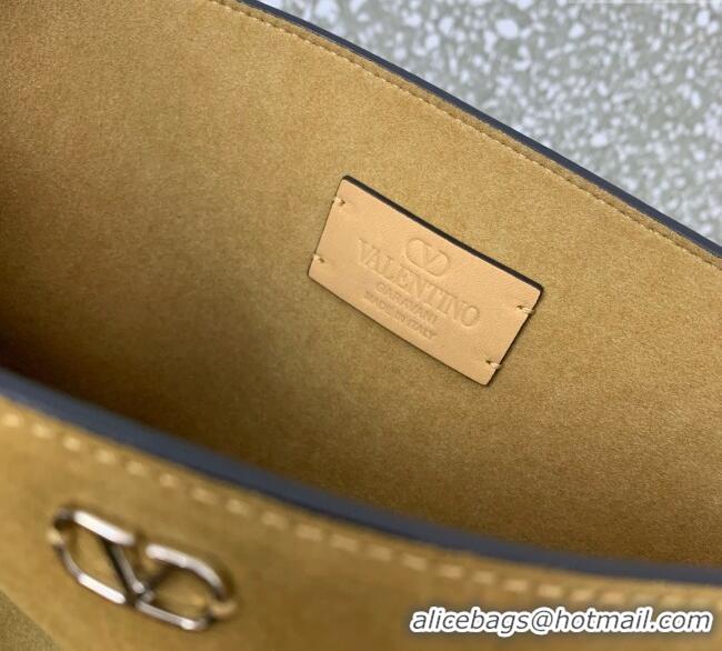 Best Product Valentino Nellcote Shoulder Bag in Suede with Fringes Tassel and Ball Studs 2033 Khaki 2025