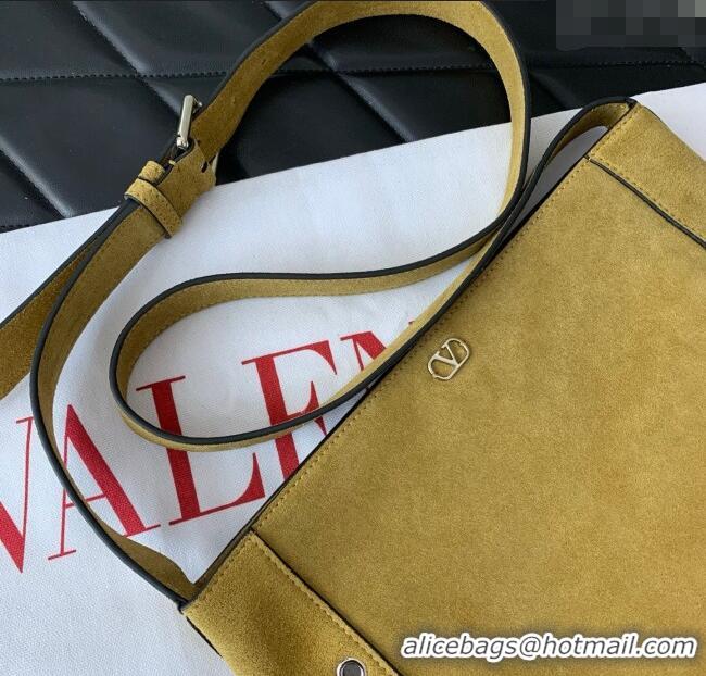 Best Product Valentino Nellcote Shoulder Bag in Suede with Fringes Tassel and Ball Studs 2033 Khaki 2025