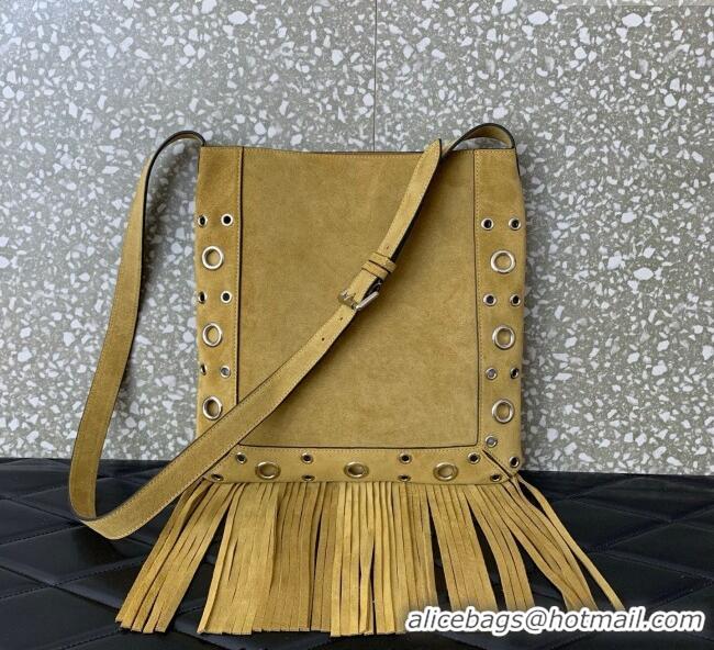 Best Product Valentino Nellcote Shoulder Bag in Suede with Fringes Tassel and Ball Studs 2033 Khaki 2025