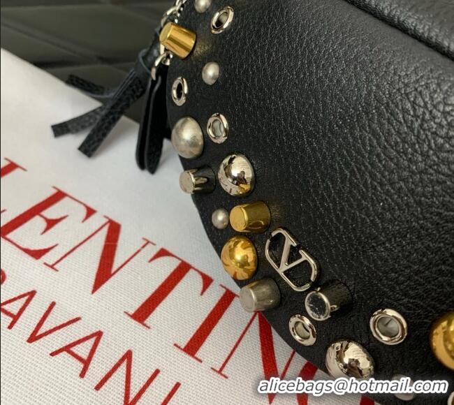 Good Product Valentino Nellcote Belt Bag in Grainy Calfskin with Studs 2039 Black 2025