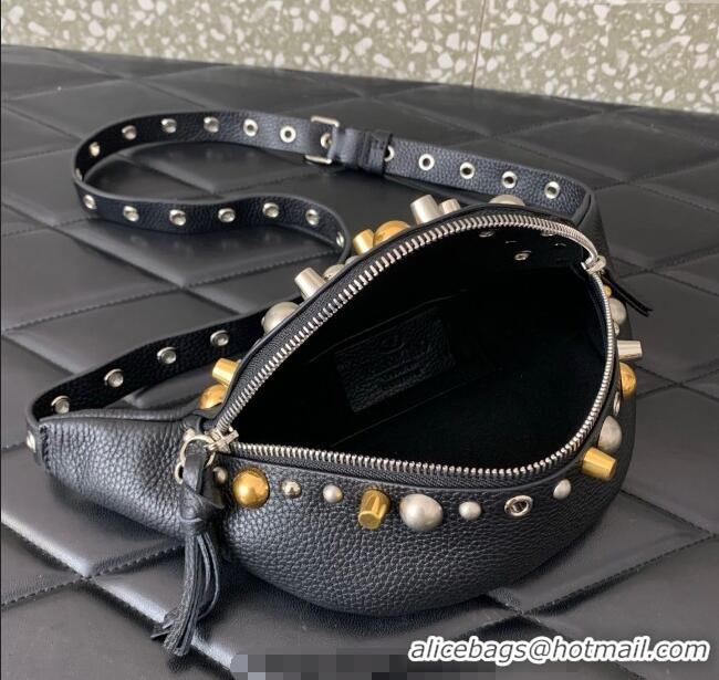Good Product Valentino Nellcote Belt Bag in Grainy Calfskin with Studs 2039 Black 2025