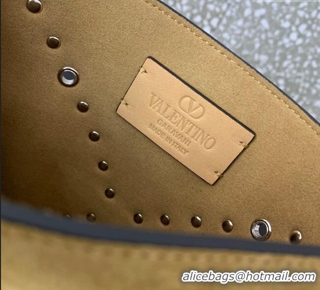 Well Crafted Valentino Nellcote Small Shoulder Bag in Suede with Fringes Tassel and Studs 2028 Khaki 2025
