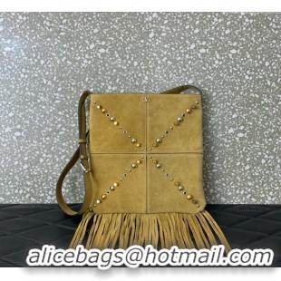 Reasonable Price Valentino Nellcote Shoulder Bag in Suede with Fringes Tassel and Studs 2027 Khaki 2025