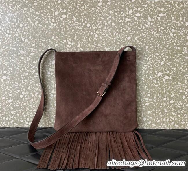 Grade Quality Valentino Nellcote Shoulder Bag in Suede with Stud VLogo Signature and Fringes Tassel 2026 Brown 2025