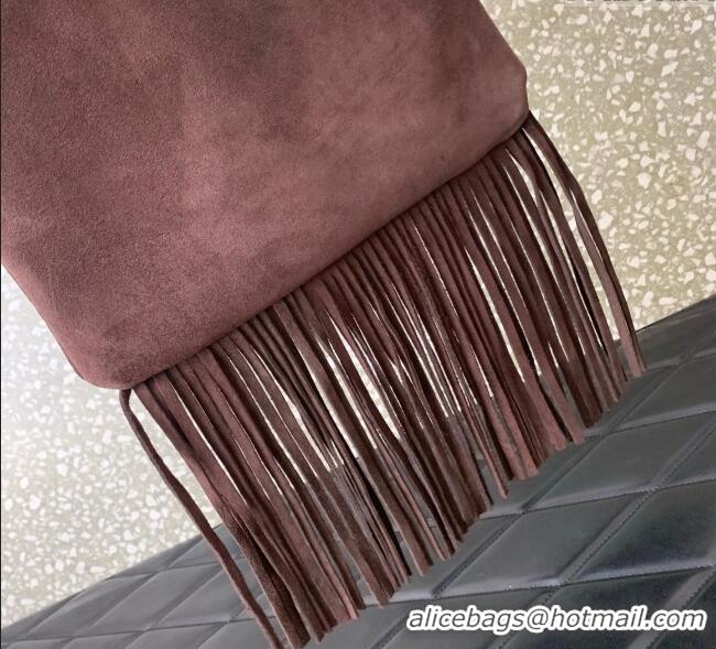 Grade Quality Valentino Nellcote Shoulder Bag in Suede with Stud VLogo Signature and Fringes Tassel 2026 Brown 2025