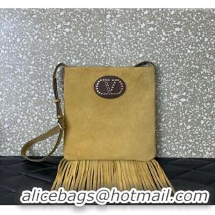 Promotional Valentino Nellcôte Shoulder Bag in Suede with Stud VLogo Signature and Fringes Tassel 2026 Khaki 2025
