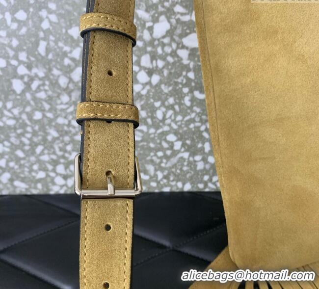 Promotional Valentino Nellcôte Shoulder Bag in Suede with Stud VLogo Signature and Fringes Tassel 2026 Khaki 2025