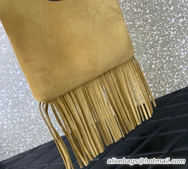 Promotional Valentino Nellcôte Shoulder Bag in Suede with Stud VLogo Signature and Fringes Tassel 2026 Khaki 2025