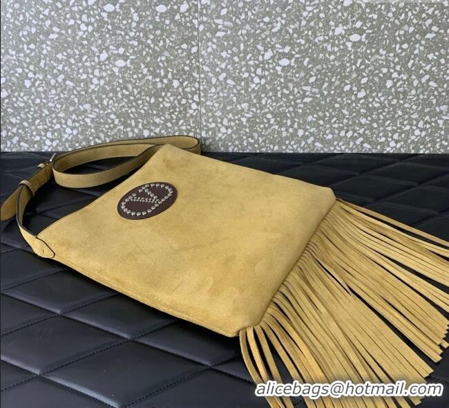 Promotional Valentino Nellcôte Shoulder Bag in Suede with Stud VLogo Signature and Fringes Tassel 2026 Khaki 2025