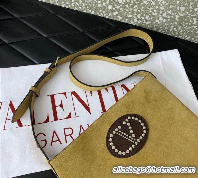 Promotional Valentino Nellcôte Shoulder Bag in Suede with Stud VLogo Signature and Fringes Tassel 2026 Khaki 2025