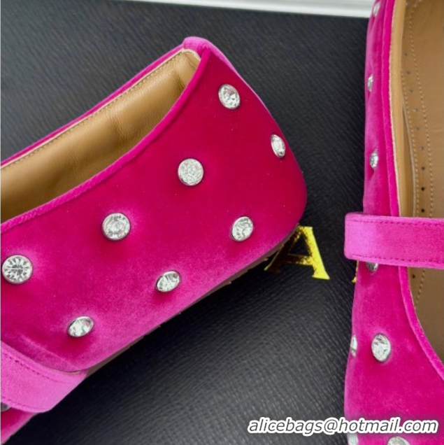Best Product Alaia Ballet Flats in Puffer Velvet with Strass Dark Pink 1112018