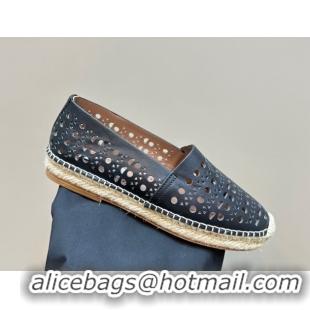 Buy Luxury Alaia Espadrilles Flats in Laser-cut leather Black 1112019