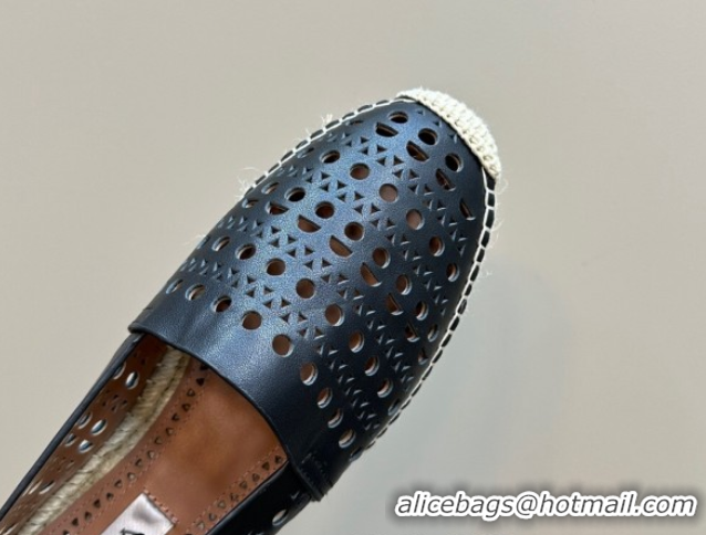Buy Luxury Alaia Espadrilles Flats in Laser-cut leather Black 1112019