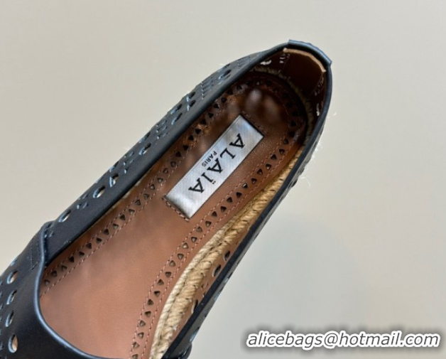 Buy Luxury Alaia Espadrilles Flats in Laser-cut leather Black 1112019