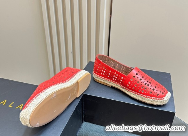 Good Quality Alaia Espadrilles Flats in Laser-cut leather Red A111204 1112020