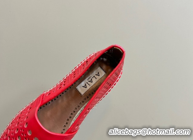 Good Quality Alaia Espadrilles Flats in Laser-cut leather Red A111204 1112020