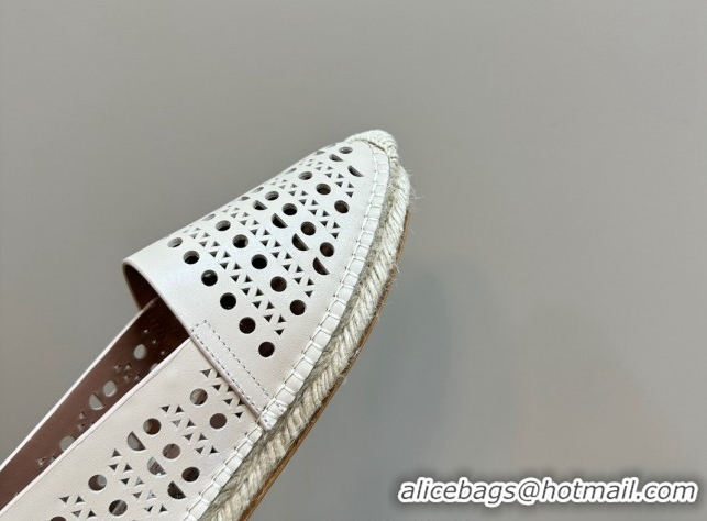 Good Quality Alaia Espadrilles Flats in Laser-cut leather Light Beige A111204 1112022