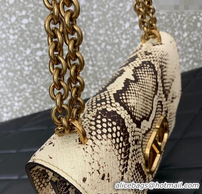 Best Price Valentino Vain shoulder bag in Snakeskin Printed calfskin with metallic VLogo Signature 2016 White/Brown 2025