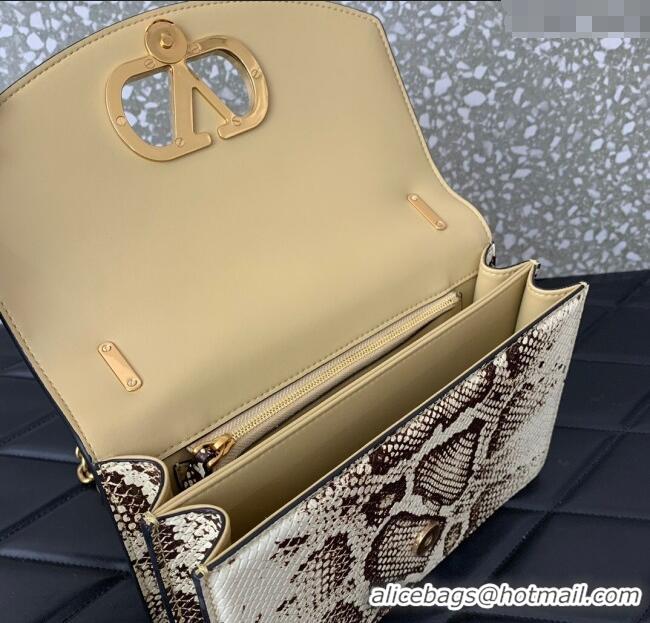 Best Price Valentino Vain shoulder bag in Snakeskin Printed calfskin with metallic VLogo Signature 2016 White/Brown 2025