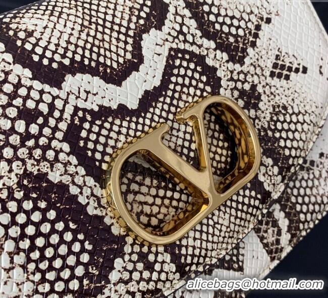 Best Price Valentino Vain shoulder bag in Snakeskin Printed calfskin with metallic VLogo Signature 2016 White/Brown 2025