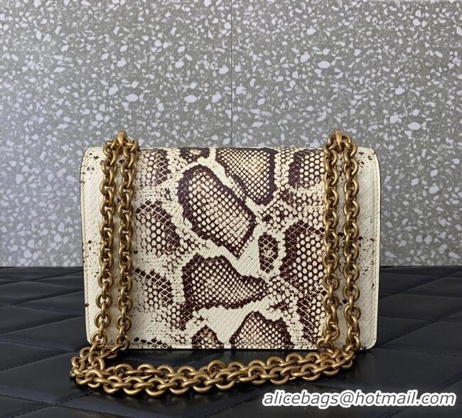 Best Price Valentino Vain shoulder bag in Snakeskin Printed calfskin with metallic VLogo Signature 2016 White/Brown 2025