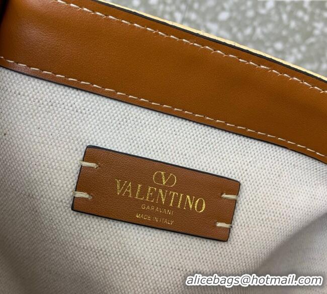 Buy Discount Valentino VLogo Signature Medium Shopping bag in raffia starw with floral embroidery 0880 Beige/White 2025