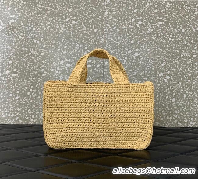 Trendy Design Valentino Viva Superstar Crochet Small Shopping Bag in Raffia Straw 0110S Beige/Black 2025