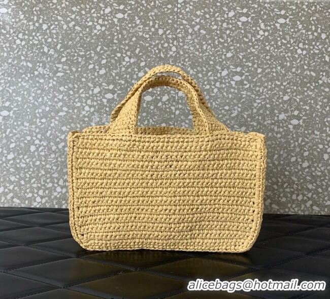 Promotional Valentino Viva Superstar Crochet Small Shopping Bag in Raffia Straw 0110S Beige/White 2025