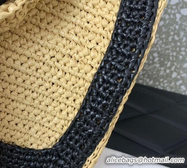 Promotional Valentino Viva Superstar Crochet Medium Shopping Bag in Raffia Straw 0110L Beige/Black 2025
