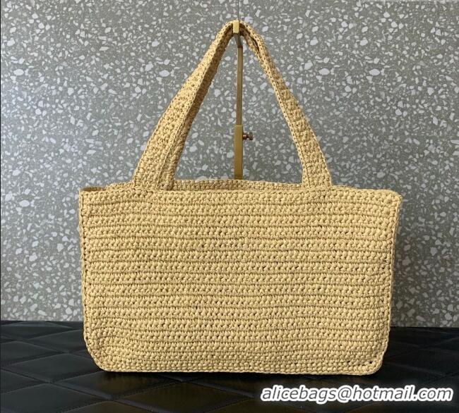 Promotional Valentino Viva Superstar Crochet Medium Shopping Bag in Raffia Straw 0110L Beige/White 2025