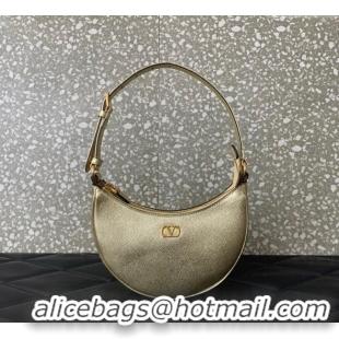Famous Brand Valentino VLogo Signature mini hobo bag in Grainy Calfskin 5012 Gold 2025