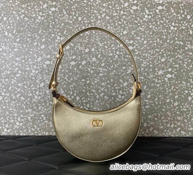Famous Brand Valentino VLogo Signature mini hobo bag in Grainy Calfskin 5012 Gold 2025