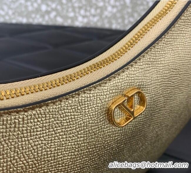 Famous Brand Valentino VLogo Signature mini hobo bag in Grainy Calfskin 5012 Gold 2025