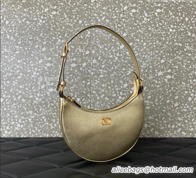 Famous Brand Valentino VLogo Signature mini hobo bag in Grainy Calfskin 5012 Gold 2025