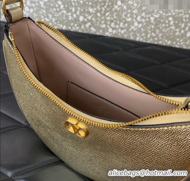 Famous Brand Valentino VLogo Signature mini hobo bag in Grainy Calfskin 5012 Gold 2025
