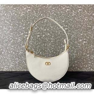 Good Quality Valentino VLogo Signature mini hobo bag in Grainy Calfskin 5012 White 2025