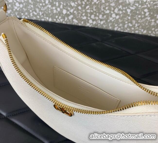 Good Quality Valentino VLogo Signature mini hobo bag in Grainy Calfskin 5012 White 2025