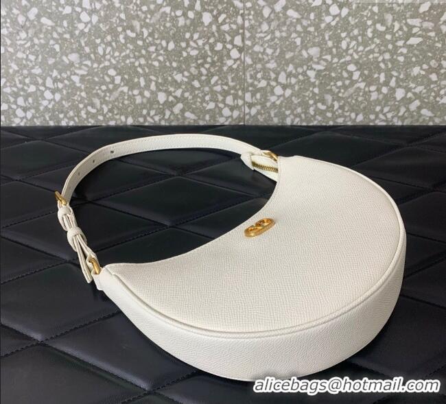Good Quality Valentino VLogo Signature mini hobo bag in Grainy Calfskin 5012 White 2025