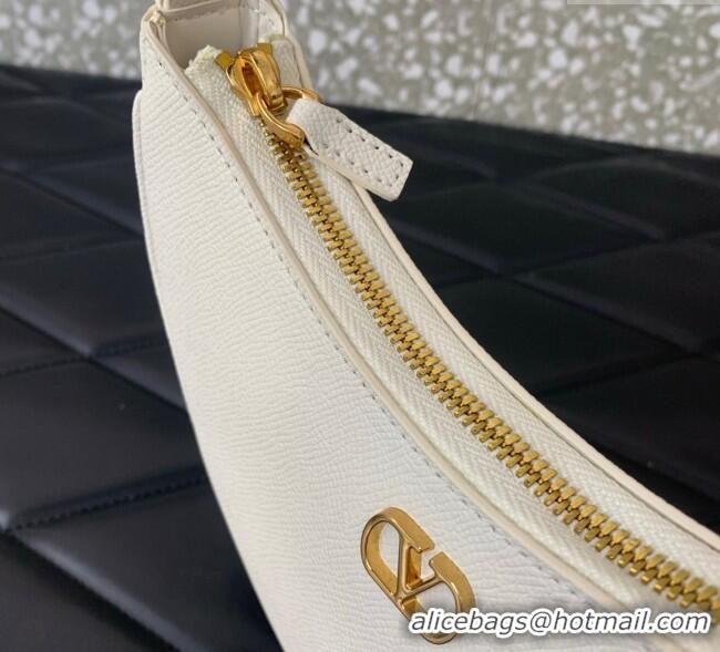 Good Quality Valentino VLogo Signature mini hobo bag in Grainy Calfskin 5012 White 2025