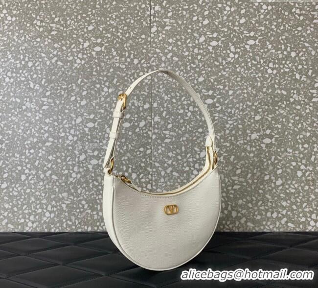 Good Quality Valentino VLogo Signature mini hobo bag in Grainy Calfskin 5012 White 2025