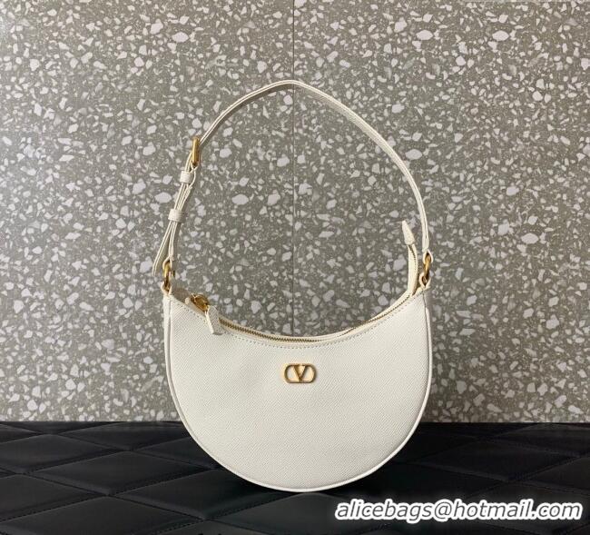 Good Quality Valentino VLogo Signature mini hobo bag in Grainy Calfskin 5012 White 2025
