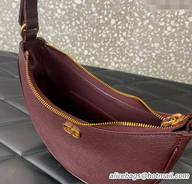 Trendy Design Valentino VLogo Signature mini hobo bag in Grainy Calfskin 5012 Dark Burgundy 2025