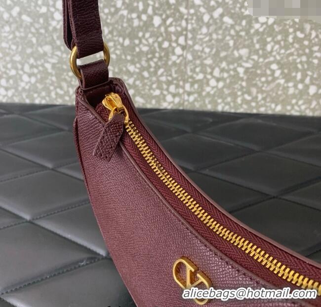 Trendy Design Valentino VLogo Signature mini hobo bag in Grainy Calfskin 5012 Dark Burgundy 2025