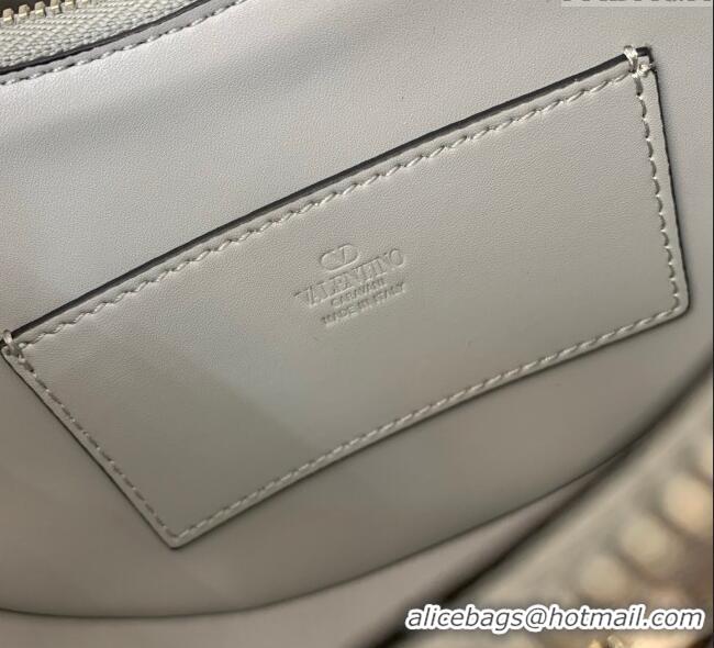 Grade Discount Valentino VLogo Signature mini hobo bag in Grainy Calfskin 5012 Silver 2025